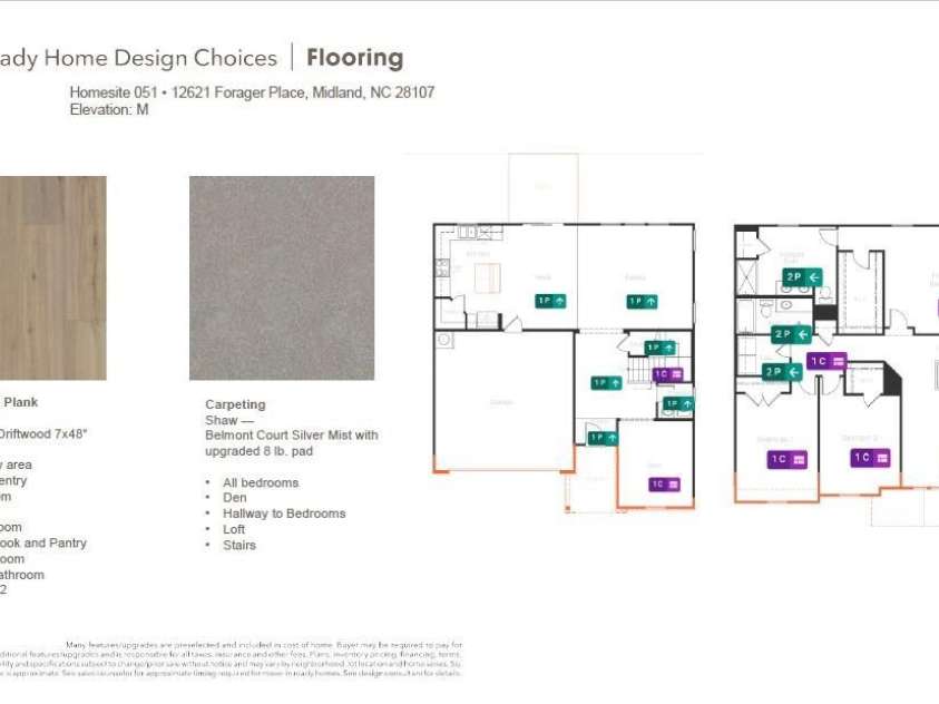12621 Forager Place, Midland, NC 28107.  MLS# CAR4417387, YatesRealty ID 46341. Flooring Options Selections