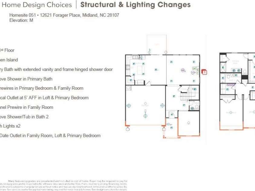 12621 Forager Place, Midland, NC 28107.  MLS# CAR4417387, YatesRealty ID 46341. Structural & Lighting Selections