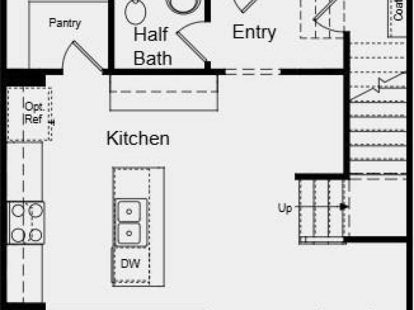 529 Silver Star Boulevard, Indian Trail, NC 28079.  MLS# CAR4412027, YatesRealty ID 46342. First Floor Plan - Additional Highlights Include: quick treads on stairs, laminate flooring in the great room, and roll out trash can cabinet in the kitchen