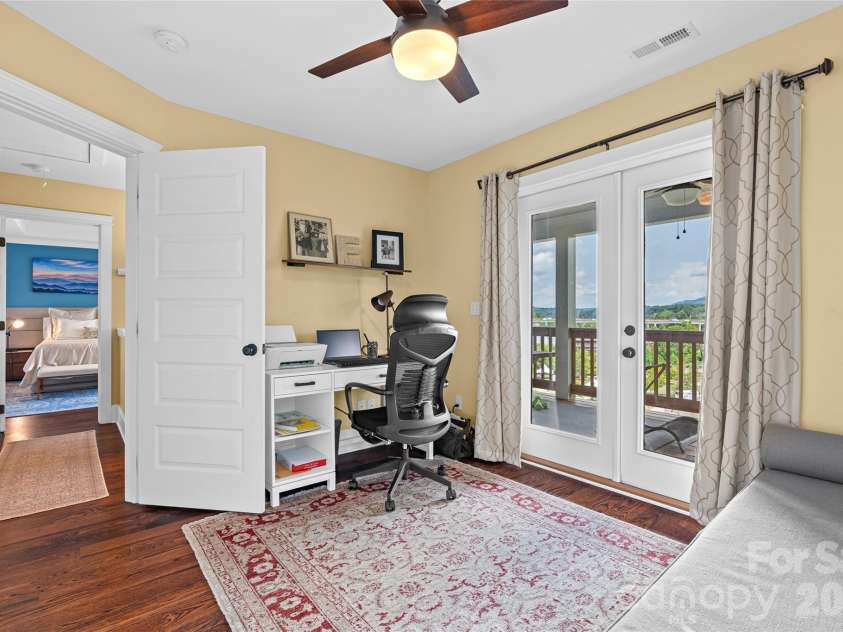 45 Logan Circle, Asheville, NC 28806.  MLS# CAR4415397, YatesRealty ID 46405. Second guest bedroom with direct deck access.