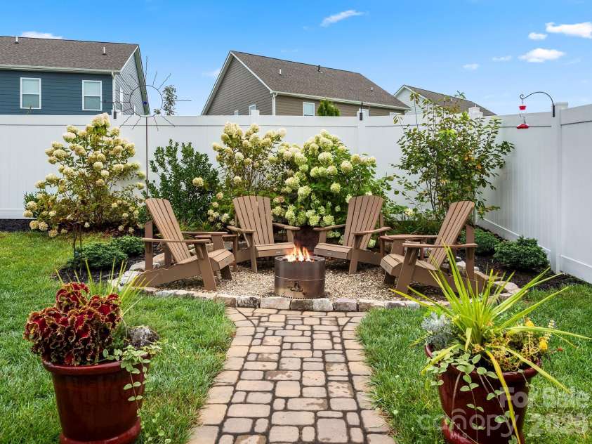 78 Fox Cove Road, Hendersonville, NC 28792.  MLS# CAR4415476, YatesRealty ID 46435. Backyard Firepit Area