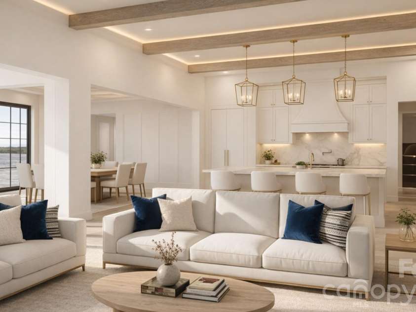 1168 Fern Hill Road, Mooresville, NC 28117.  MLS# CAR4351598, YatesRealty ID 4651. Rendering of living room looking towards open kitchen and dining and foyer