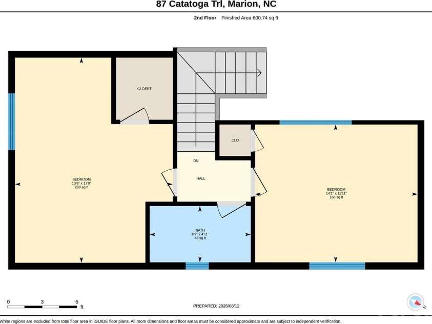 87 Catatoga Trail, Marion, NC 83452.  MLS# CAR4403584, YatesRealty ID 46554. Upper level floor plan