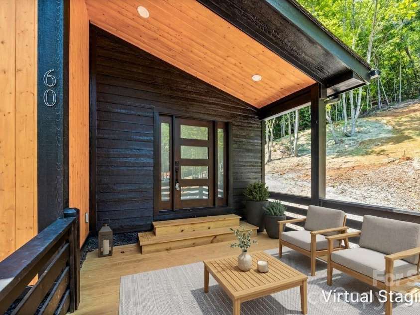 60 Catatoga Trail, Marion, NC 83452.  MLS# CAR4403563, YatesRealty ID 46556. Covered deck – virtually staged