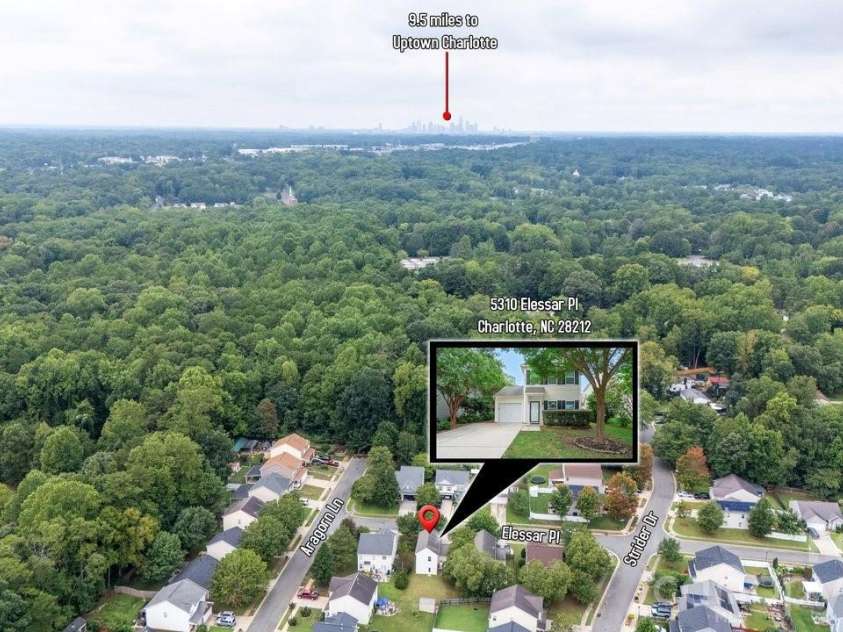 5310 Elessar Place, Charlotte, NC 28212.  MLS# CAR4417527, YatesRealty ID 46669. Ariel View