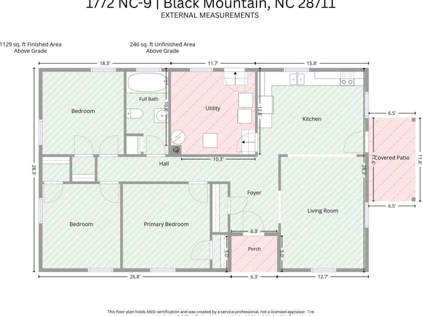 1772 NC 9 Highway, Black Mountain, NC 28711.  MLS# CAR4417247, YatesRealty ID 46683. Floor plan and measurements