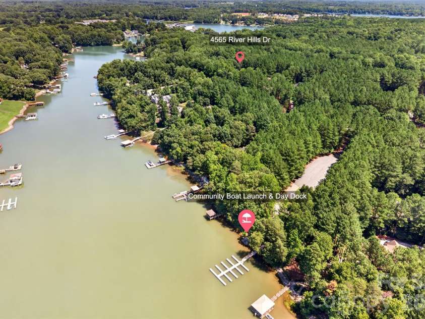 4565 River Hills Drive, Denver, NC 28037.  MLS# CAR4415518, YatesRealty ID 46706. Location of Home to Boat Launch