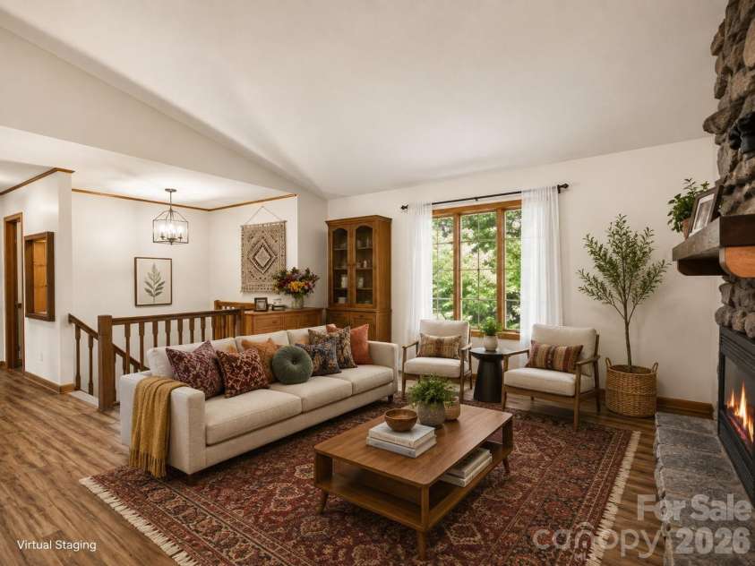 177 Weston Road, Arden, NC 28704.  MLS# CAR4407557, YatesRealty ID 46814. Virtually staged living room