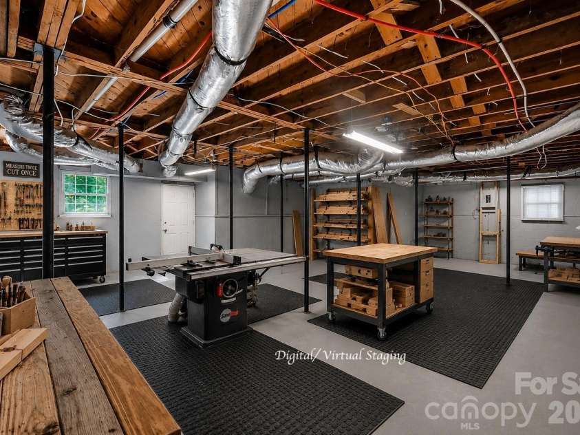 317 4th Avenue, Gastonia, NC 28054.  MLS# CAR4415299, YatesRealty ID 47005. The basement is perfect size to use as a workspace.  This is a rendering to help you visualize what is possible.