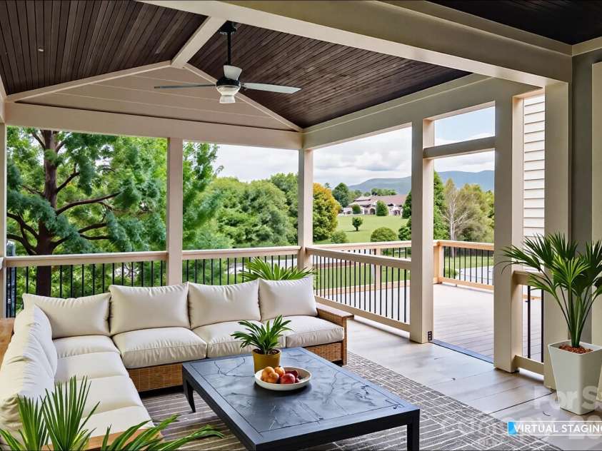 31 Bradford Vistas Drive, Fletcher, NC 28732.  MLS# CAR4303470, YatesRealty ID 4703. Main level covered deck access through kitchen or mudroom