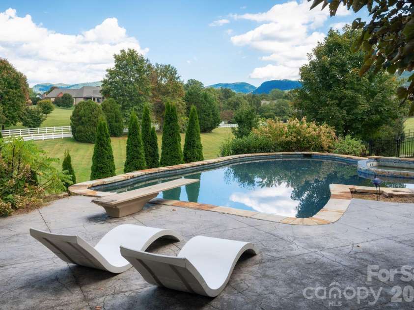 31 Bradford Vistas Drive, Fletcher, NC 28732.  MLS# CAR4303470, YatesRealty ID 4703. Relax by the custom pool while being sorrounded by the beautiful mountains