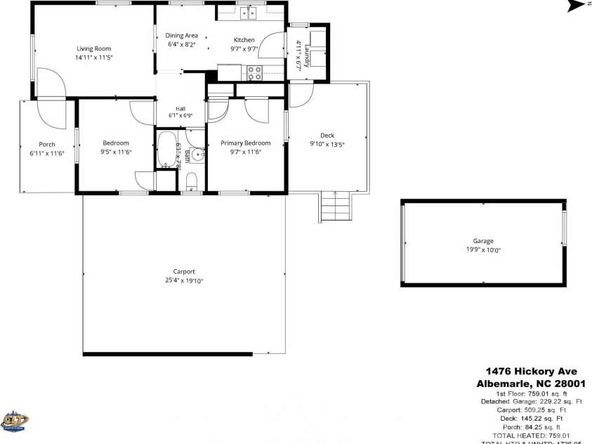 1476 Hickory Avenue, Albemarle, NC 28001.  MLS# CAR4416503, YatesRealty ID 47030. 