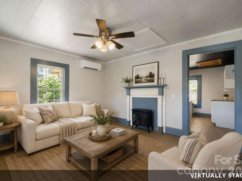 1055 Riverside Drive, Asheville, NC 28804.  MLS# CAR4397717, YatesRealty ID 47092. Living Room- virtually staged