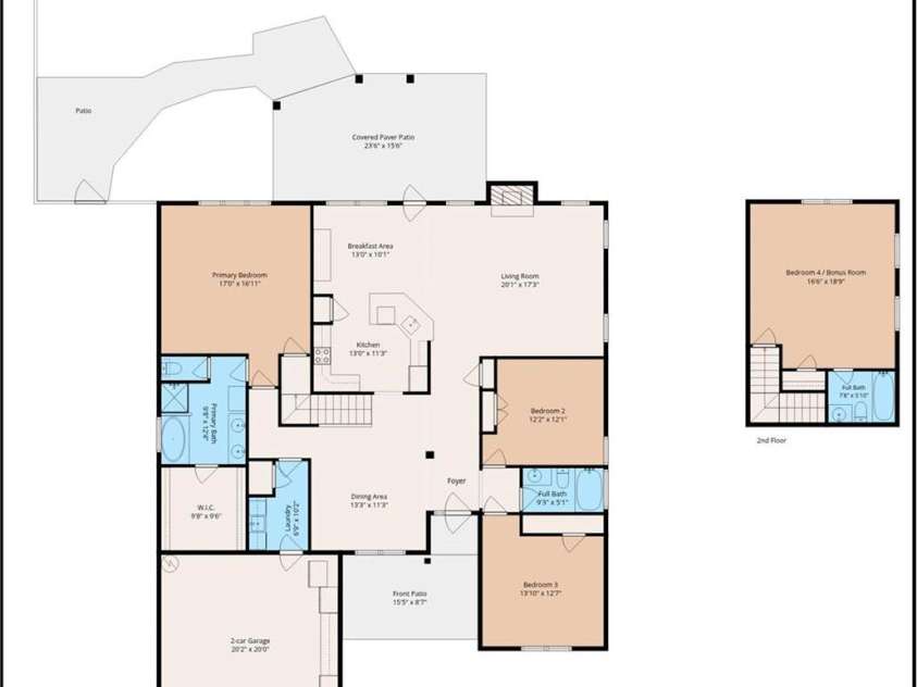 5335 Hackberry Lane, Concord, NC 28027.  MLS# CAR4418402, YatesRealty ID 47188. Floorplan