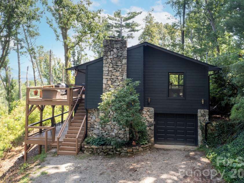 58 Teaberry Lane, Weaverville, NC 28787.  MLS# CAR4407339, YatesRealty ID 47195. Enter via either deck top or bottom or through garage