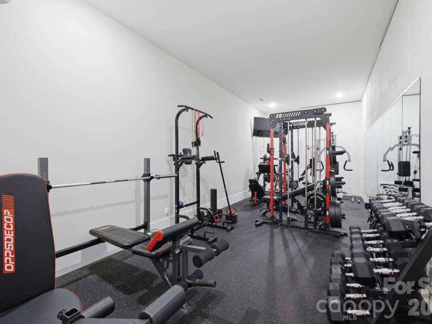 6021 Monticello Drive, Concord, NC 28027.  MLS# CAR4418703, YatesRealty ID 47198. Dedicated home gym on the lower level