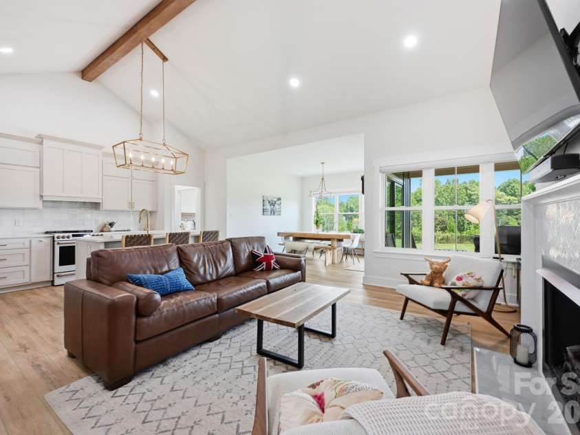 215 Cal Kennedy Road, Cleveland, NC 27013.  MLS# CAR4418527, YatesRealty ID 47347. Open Floor Plan with Exposed Beam Ceiling