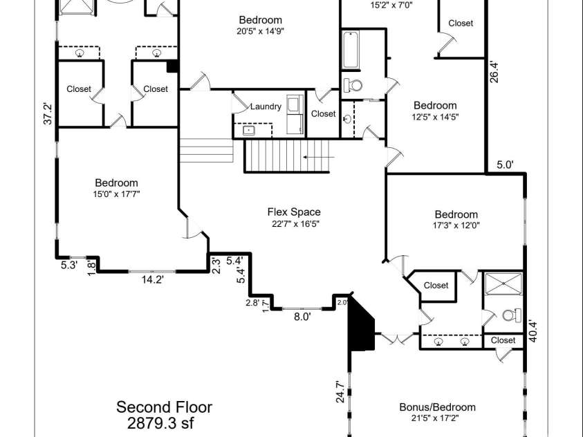 4635 Water Oak Road, Charlotte, NC 28211.  MLS# CAR4415102, YatesRealty ID 47360. Upper Level Floorplan