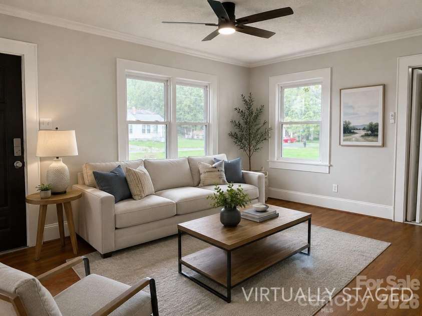 802 3rd Street, Conover, NC 28613.  MLS# CAR4417286, YatesRealty ID 47399. Virtually Staged Living Room