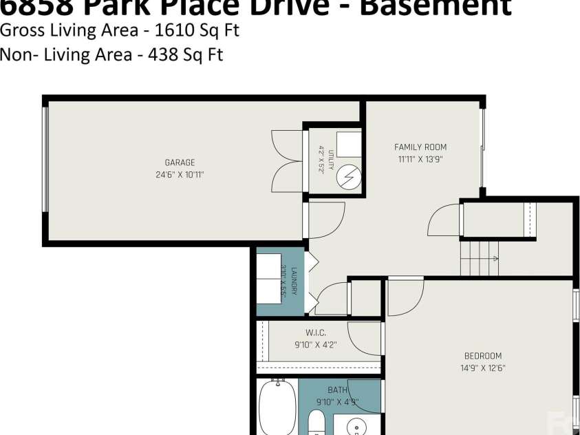 6858 Park Place Drive, Charlotte, NC 28262.  MLS# CAR4417425, YatesRealty ID 47473. Lower Level Floor Plan