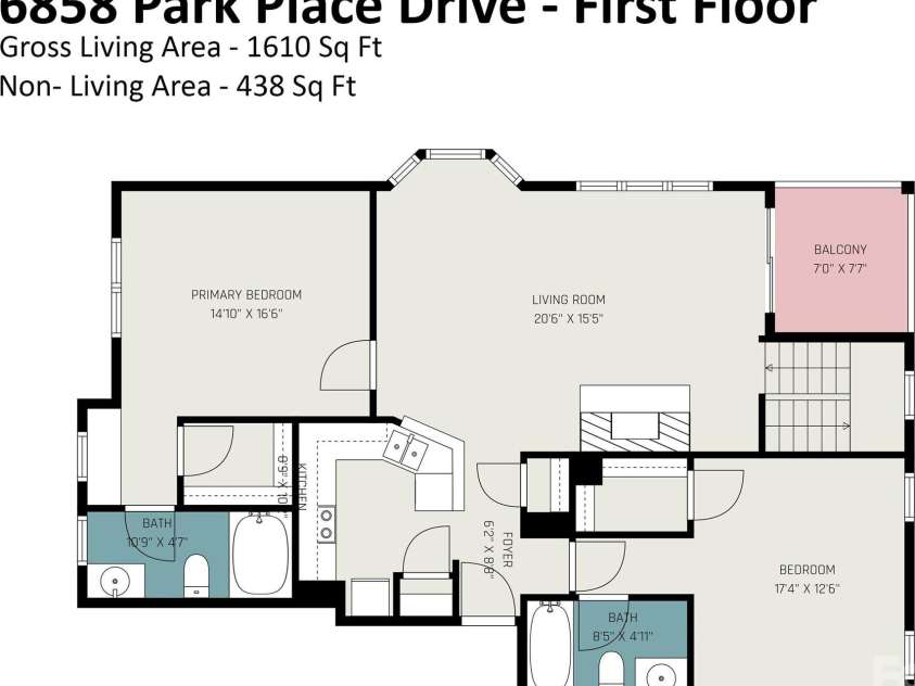 6858 Park Place Drive, Charlotte, NC 28262.  MLS# CAR4417425, YatesRealty ID 47473. Main Level Floor Plan