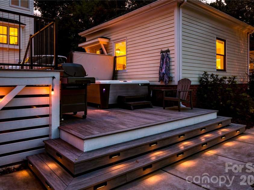 224 Kimberly Road, Davidson, NC 28036.  MLS# CAR4417649, YatesRealty ID 47497. Spa lit up at night