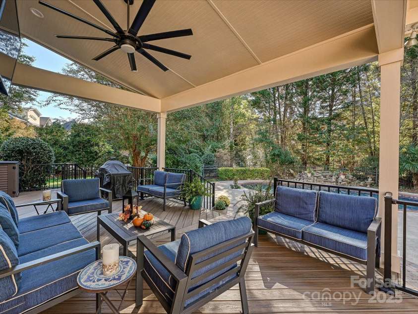 16128 Bridgehampton Club Drive, Charlotte, NC 28277.  MLS# CAR4308778, YatesRealty ID 4753. Covered outdoor living area
