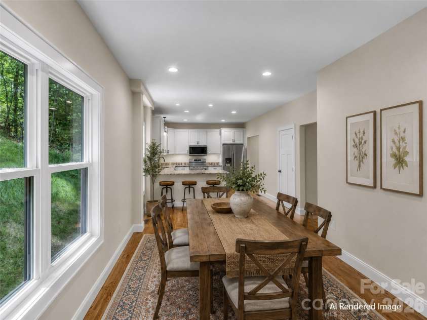 146 Bradford Park, Clyde, NC 28721.  MLS# CAR4419307, YatesRealty ID 47549. Dining Room facing Kitchen