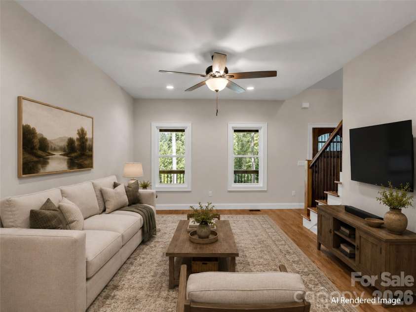 146 Bradford Park, Clyde, NC 28721.  MLS# CAR4419307, YatesRealty ID 47549. Living Room looking toward front door