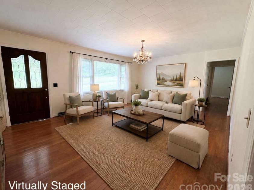30 Cypress Road, Marion, NC 28752.  MLS# CAR4415615, YatesRealty ID 47647. Virtually Staged Living Room