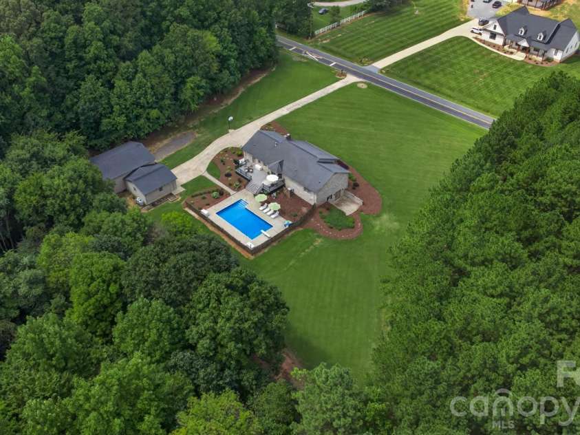 525 Gin Road, Rockwell, NC 28138.  MLS# CAR4419585, YatesRealty ID 47714. Aerial