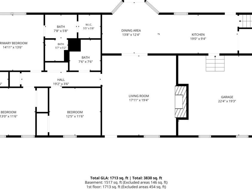 525 Gin Road, Rockwell, NC 28138.  MLS# CAR4419585, YatesRealty ID 47714. Main Level Floor Plan