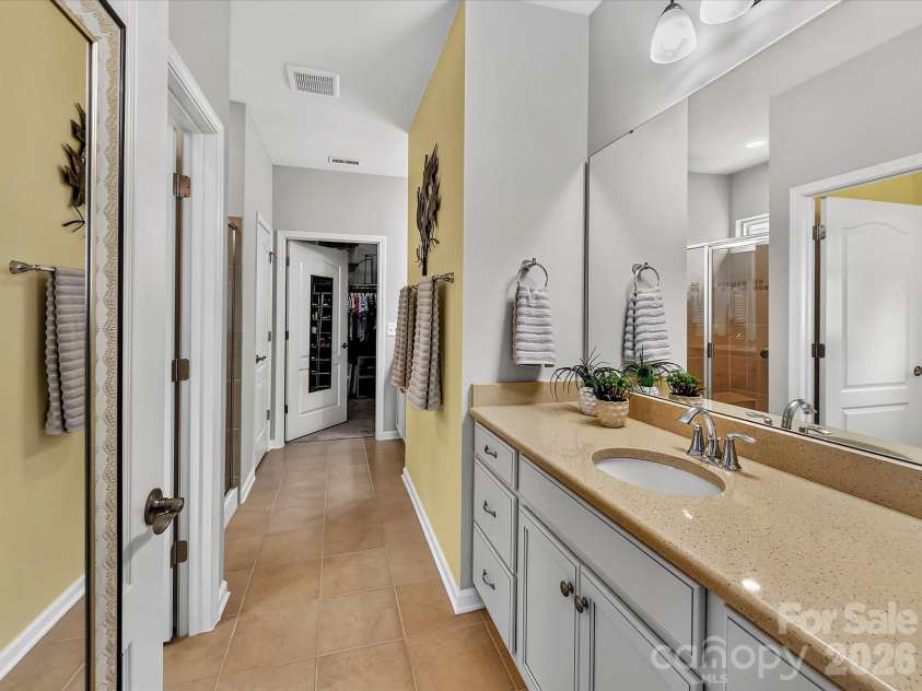 9005 Cape Breton Lane, Lancaster, SC 29720.  MLS# CAR4416986, YatesRealty ID 47740. Primary Bath with Quartz Counters and Walk in Closet