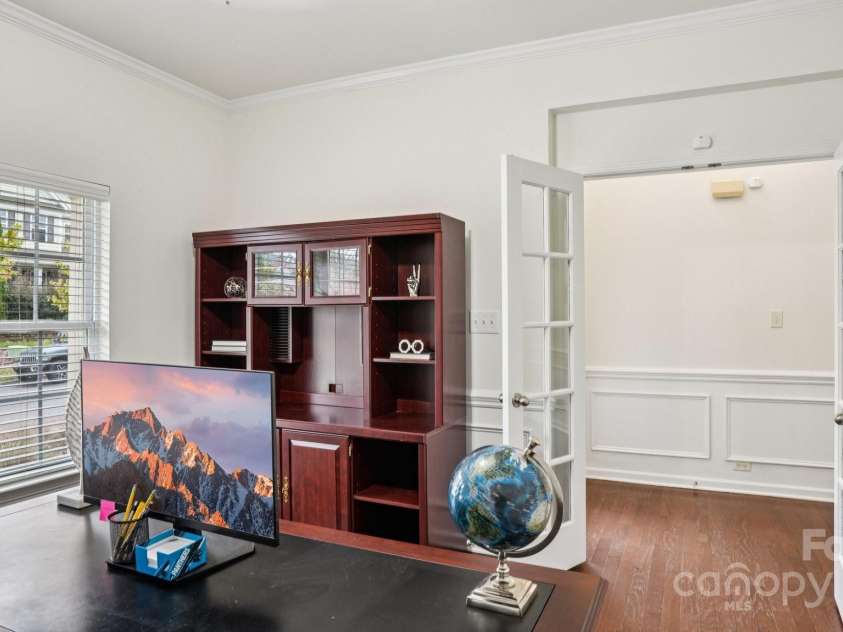 17319 Silas Place Drive, Davidson, NC 28036.  MLS# CAR4314821, YatesRealty ID 47742. Home Office with French Double doors