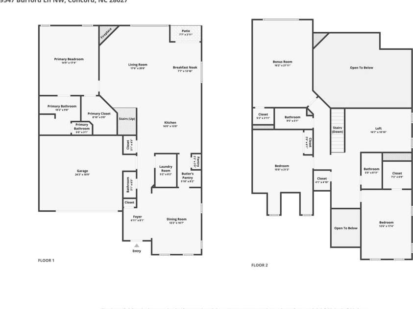 9547 Burford Lane, Concord, NC 28027.  MLS# CAR4418375, YatesRealty ID 47766. 