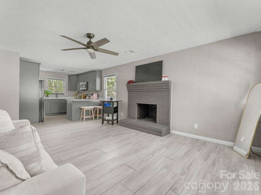 71 Harvey Osteen Road, Zirconia, NC 28790.  MLS# CAR4418072, YatesRealty ID 48166. Unit 1 Great Room