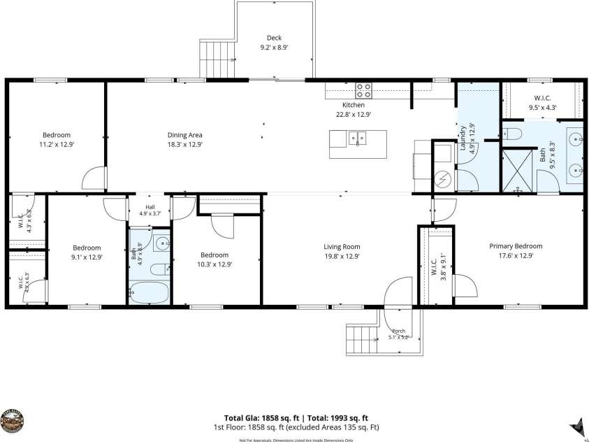 2617 Hudlow Road, Forest City, NC 28043.  MLS# CAR4417021, YatesRealty ID 48218. FLOOR PLAN WITH INTERIOR DIMENSIONS