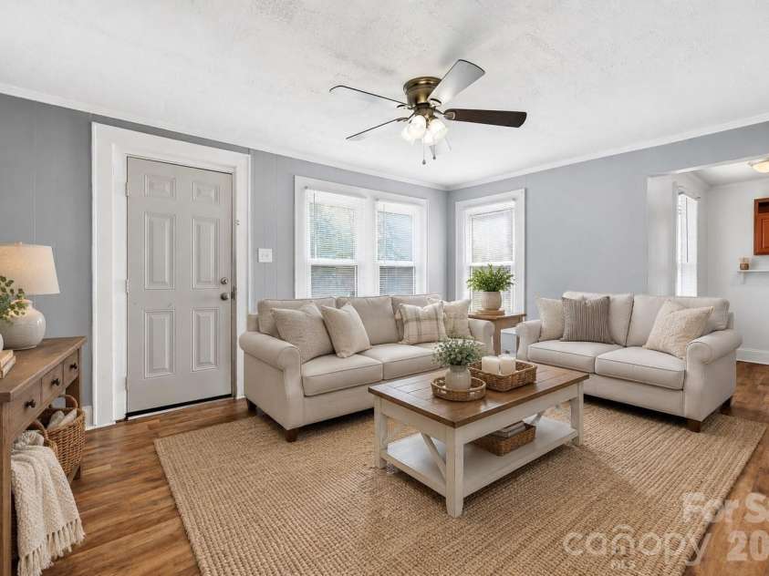 714 Parker Street, Albemarle, NC 28001.  MLS# CAR4419559, YatesRealty ID 48265. Living room - virtually staged