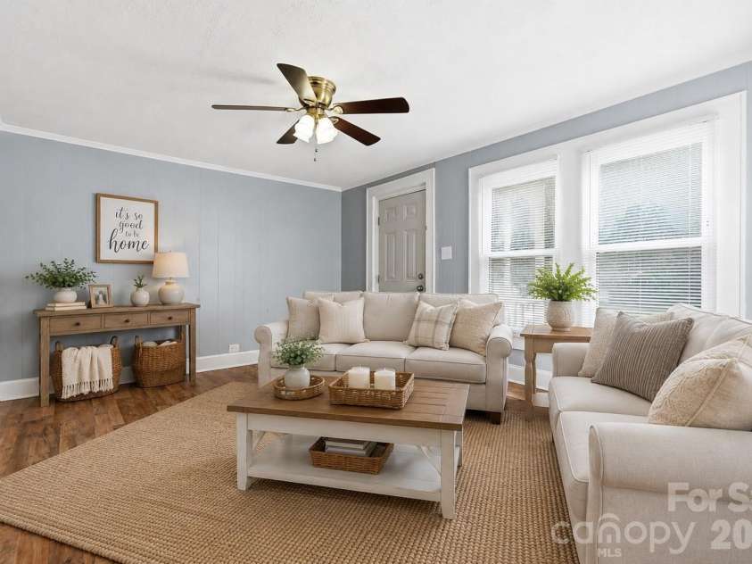 714 Parker Street, Albemarle, NC 28001.  MLS# CAR4419559, YatesRealty ID 48265. Living room - virtually staged