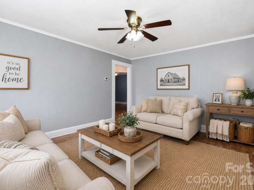 714 Parker Street, Albemarle, NC 28001.  MLS# CAR4419559, YatesRealty ID 48265. Living room - virtually staged
