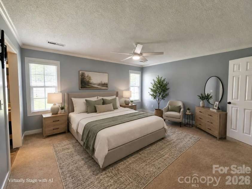 1035 Waterway Drive, Sumter, SC 29154.  MLS# CAR4420215, YatesRealty ID 48276. Primary Bedroom Virtually Staged