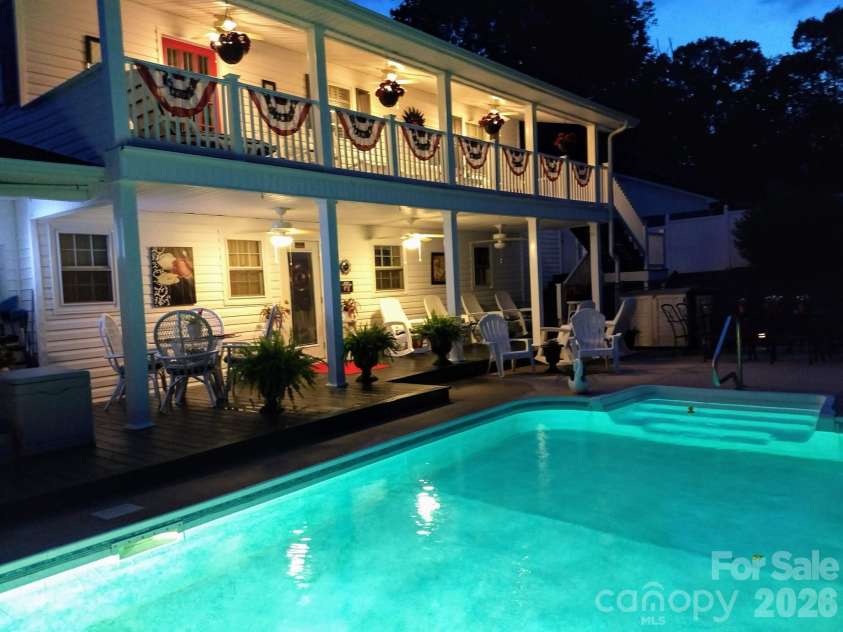 84 Portcrest Heights, Marion, NC 28752.  MLS# CAR4420704, YatesRealty ID 48311. Pool Area at Night