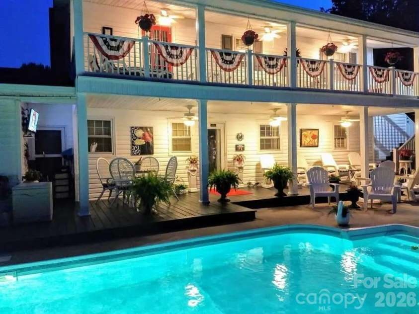 84 Portcrest Heights, Marion, NC 28752.  MLS# CAR4420704, YatesRealty ID 48311. Pool Area at Night