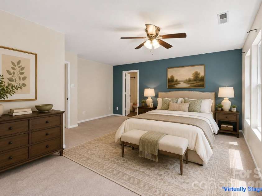 1132 New Day Court, Charlotte, NC 28215.  MLS# CAR4413933, YatesRealty ID 48371. Virtually staged Primary Bedroom
