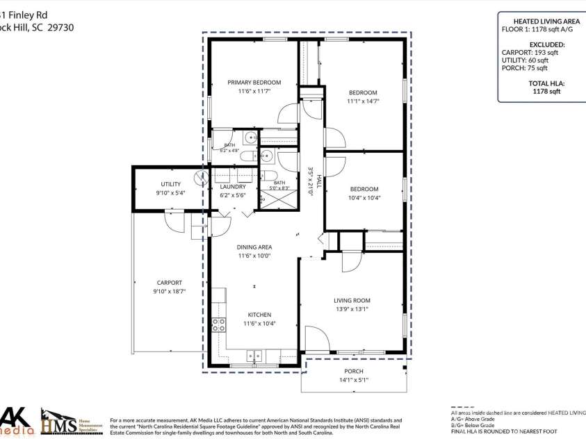 531 Finley Road, Rock Hill, SC 29730.  MLS# CAR4418914, YatesRealty ID 48453. 