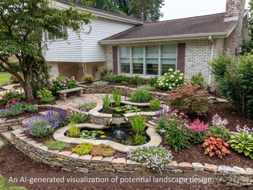 2661 Tiffany Street, Conover, NC 28613.  MLS# CAR4414689, YatesRealty ID 48496. Flower Bed Virtually Altered