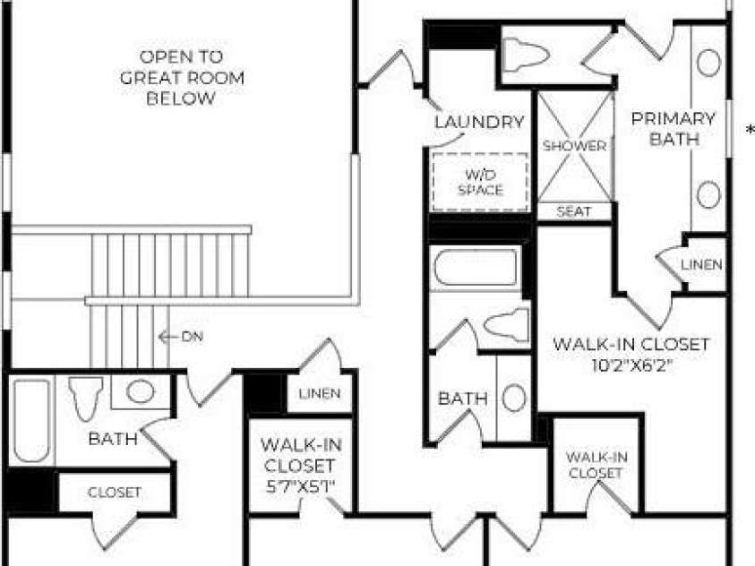 4110 Pinekirk Drive, Charlotte, NC 28269.  MLS# CAR4421354, YatesRealty ID 48600. Second Level Floorplan- options may vary