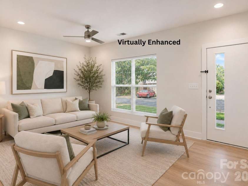 1522 Wembley Drive, Charlotte, NC 28205.  MLS# CAR4419781, YatesRealty ID 48611. Living Room Virtually Enhanced