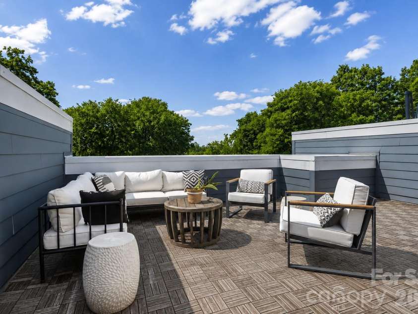 1633 Duckworth Avenue, Charlotte, NC 28208.  MLS# CAR4420197, YatesRealty ID 48677. Expansive rooftop lounge surrounded by treetops