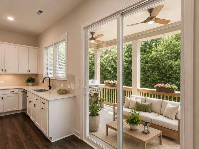 812 19th Street, Charlotte, NC 28205.  MLS# CAR4415955, YatesRealty ID 48692. Kitchen to rear porch (Virtually Staged)